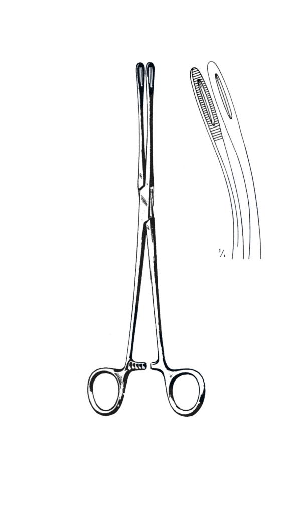 Fletcher Cervix Holding Forceps, Serrated, Curved 9 1/2" (24 cm)